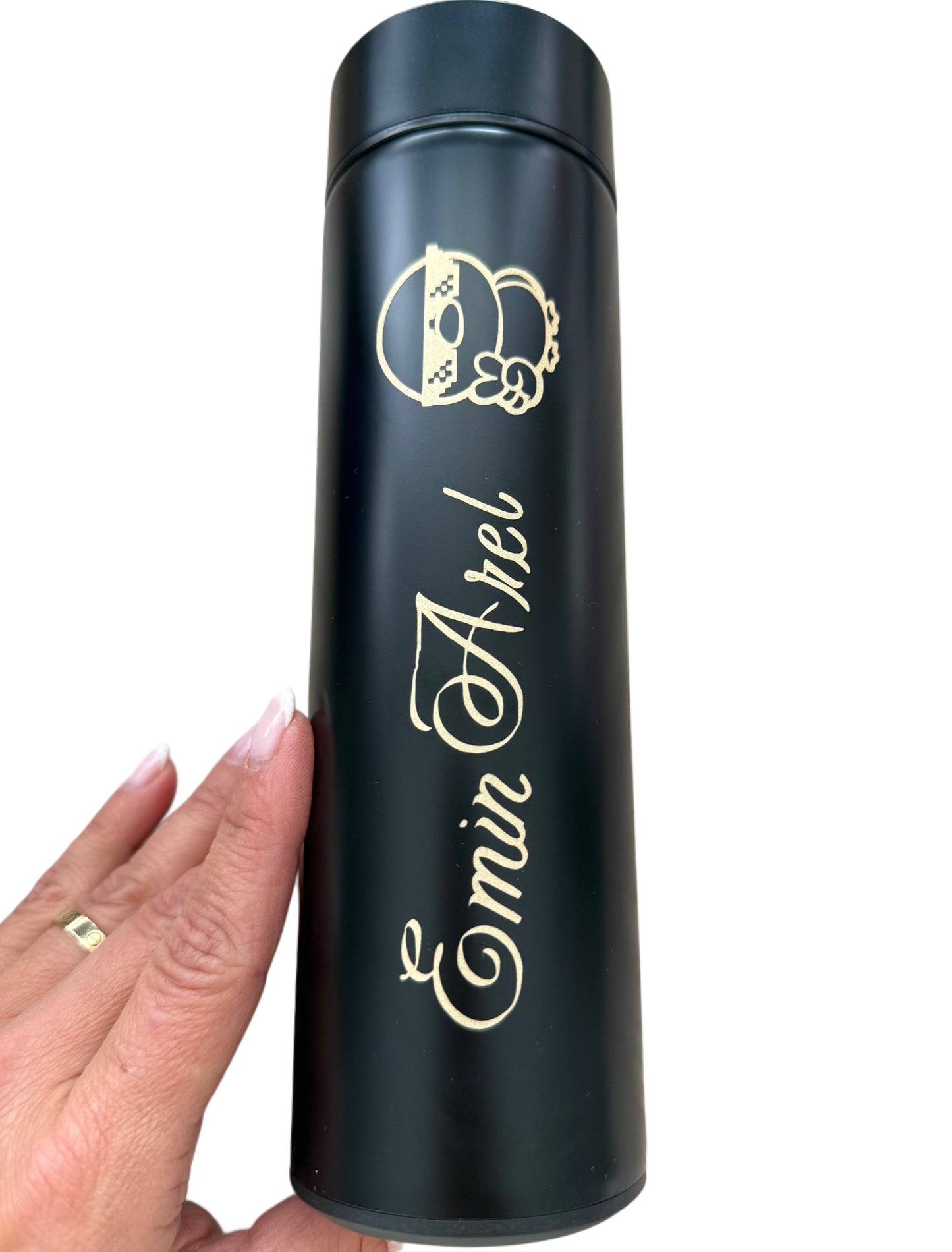 Auslaufsichere Thermosflasche mit Gravur oder Permanent Print Schwarz 400 ml