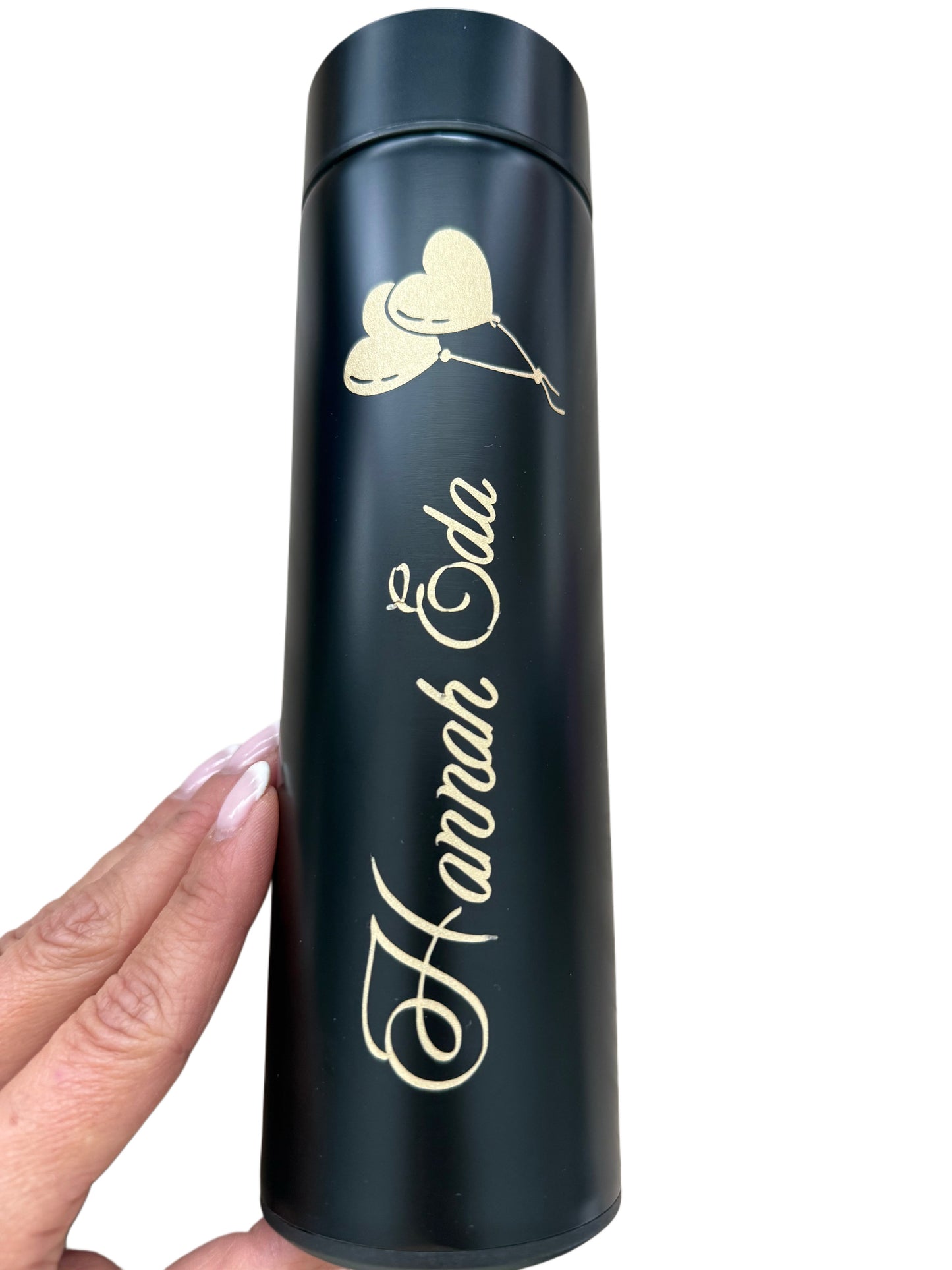 Auslaufsichere Thermosflasche mit Gravur oder Permanent Print Schwarz 400 ml