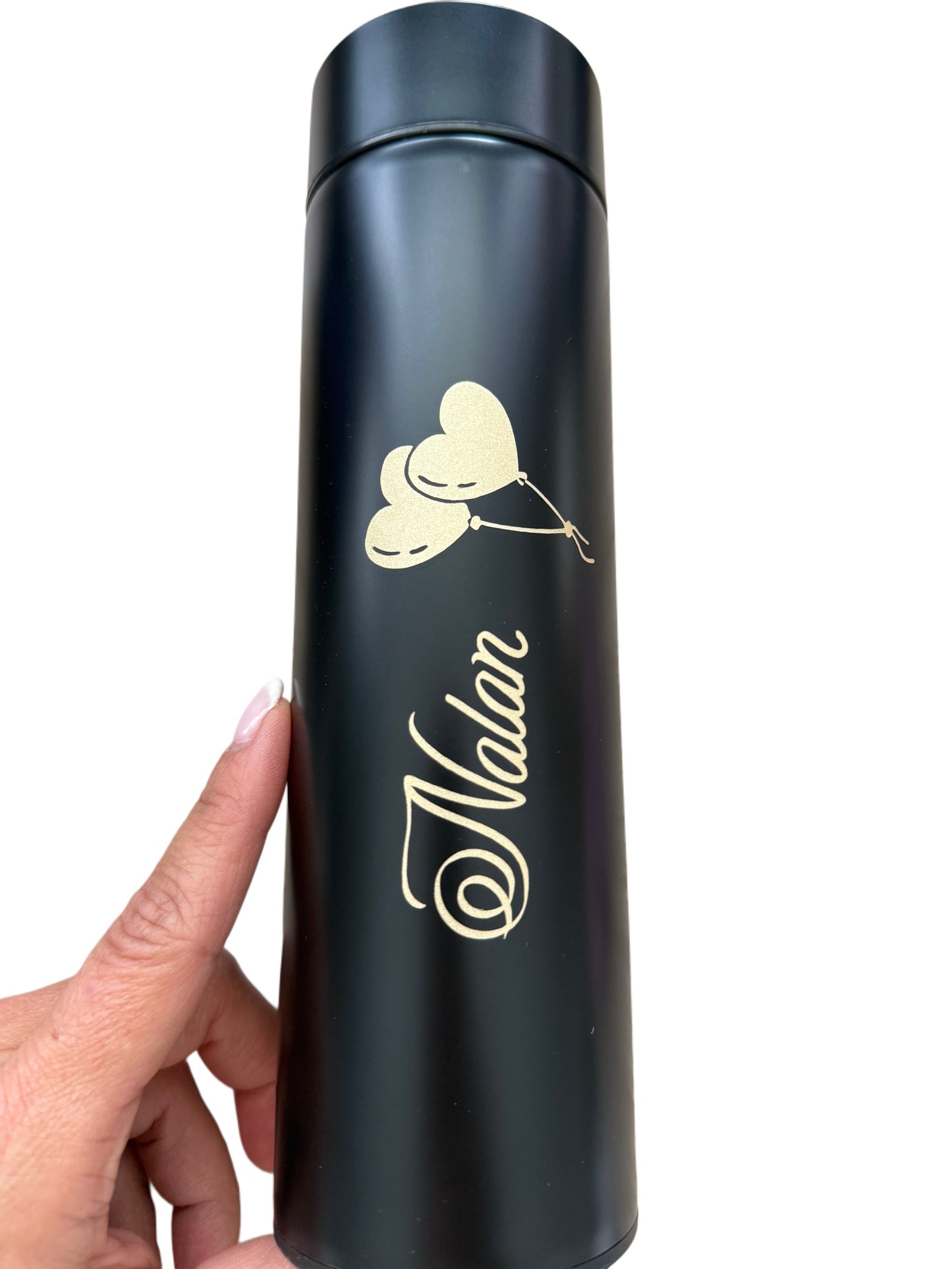 Auslaufsichere Thermosflasche mit Gravur oder Permanent Print Schwarz 400 ml