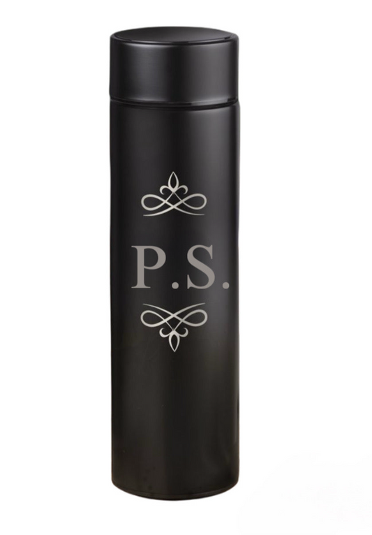 Auslaufsichere Thermosflasche mit Gravur oder Permanent Print Schwarz 400 ml